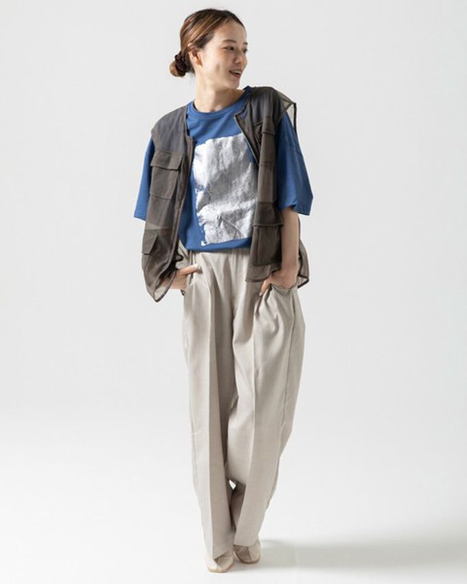 日本 gleam - 燙金光澤廓形寬版天竺棉短袖T恤-金x奶油杏