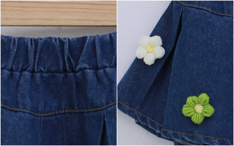 韓國 Coco rabbit - 立體花花打褶牛仔裙