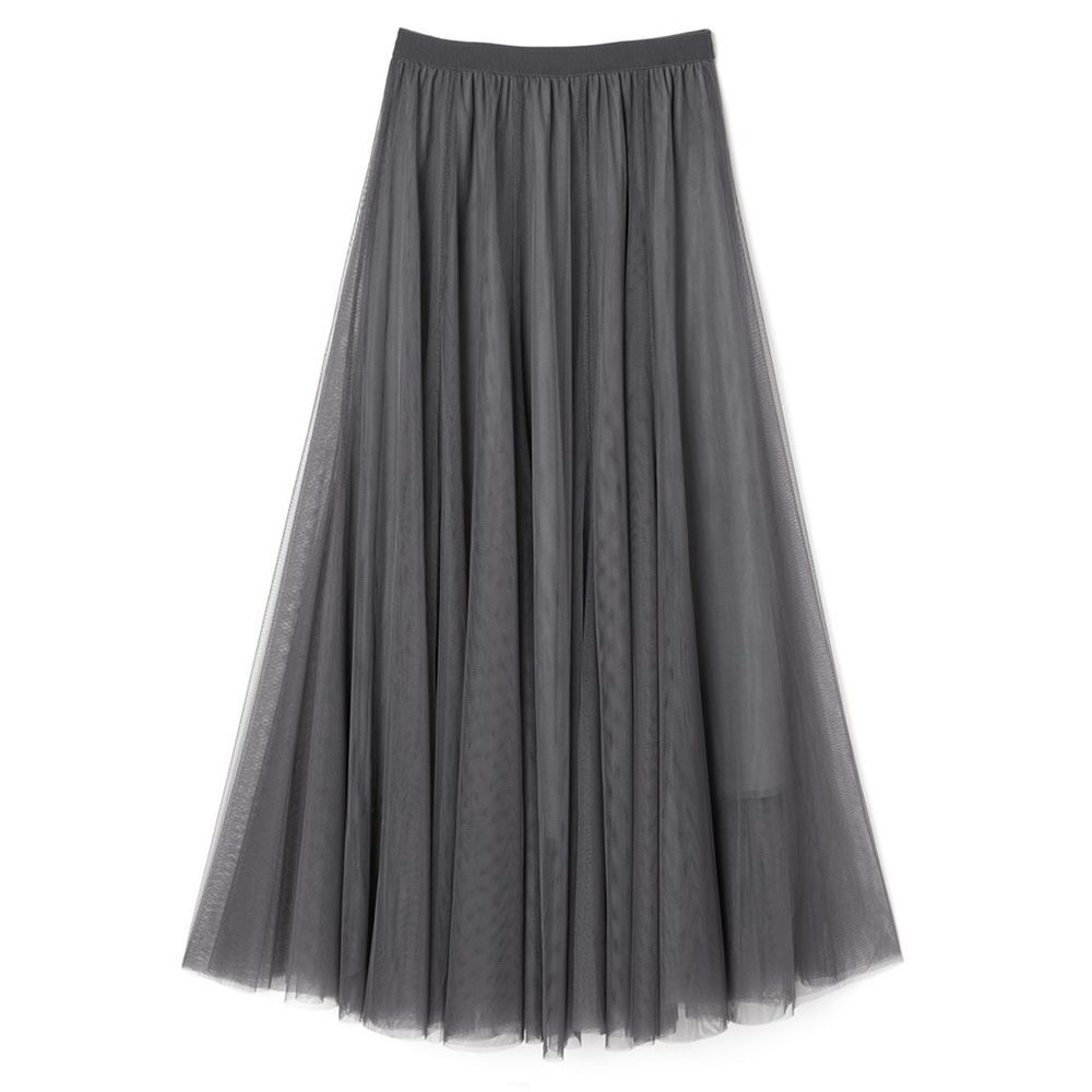 日本 GRL - 飄逸顯瘦雙層傘紗裙-深灰 (M)