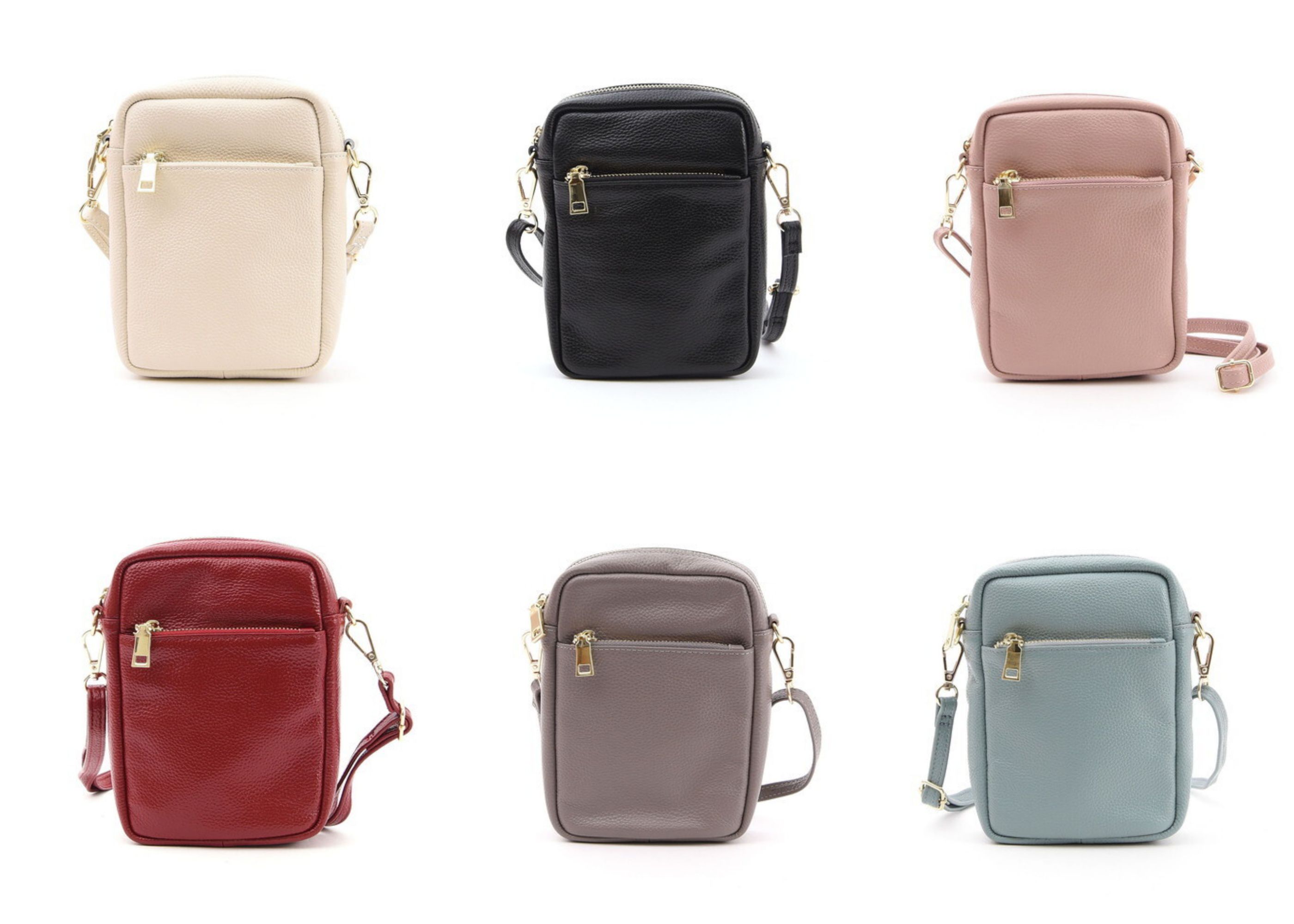 日本 COOCO - 真皮輕便小側背包/手機包-墨綠