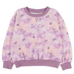 日本西松屋 - 夢幻暈染印花長袖上衣-粉紫