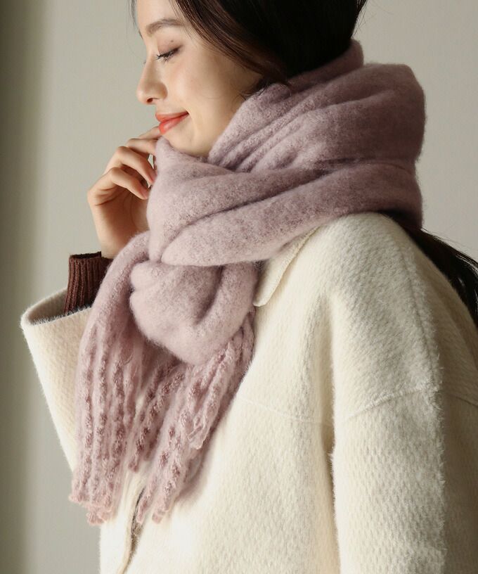 日本 BLUE EAST - 舒適保暖流蘇圍巾-素色-摩卡 (43x211)