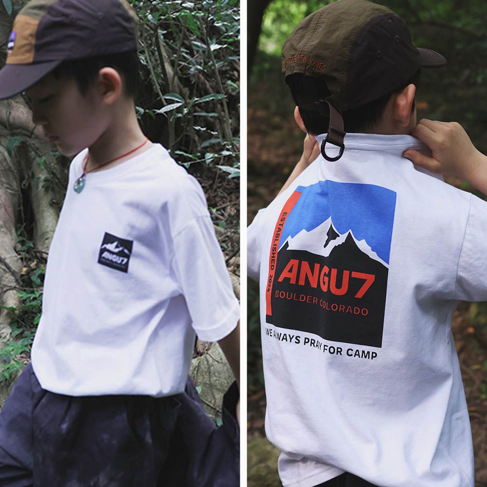 棉質圓領短袖上衣-字母風景-白色