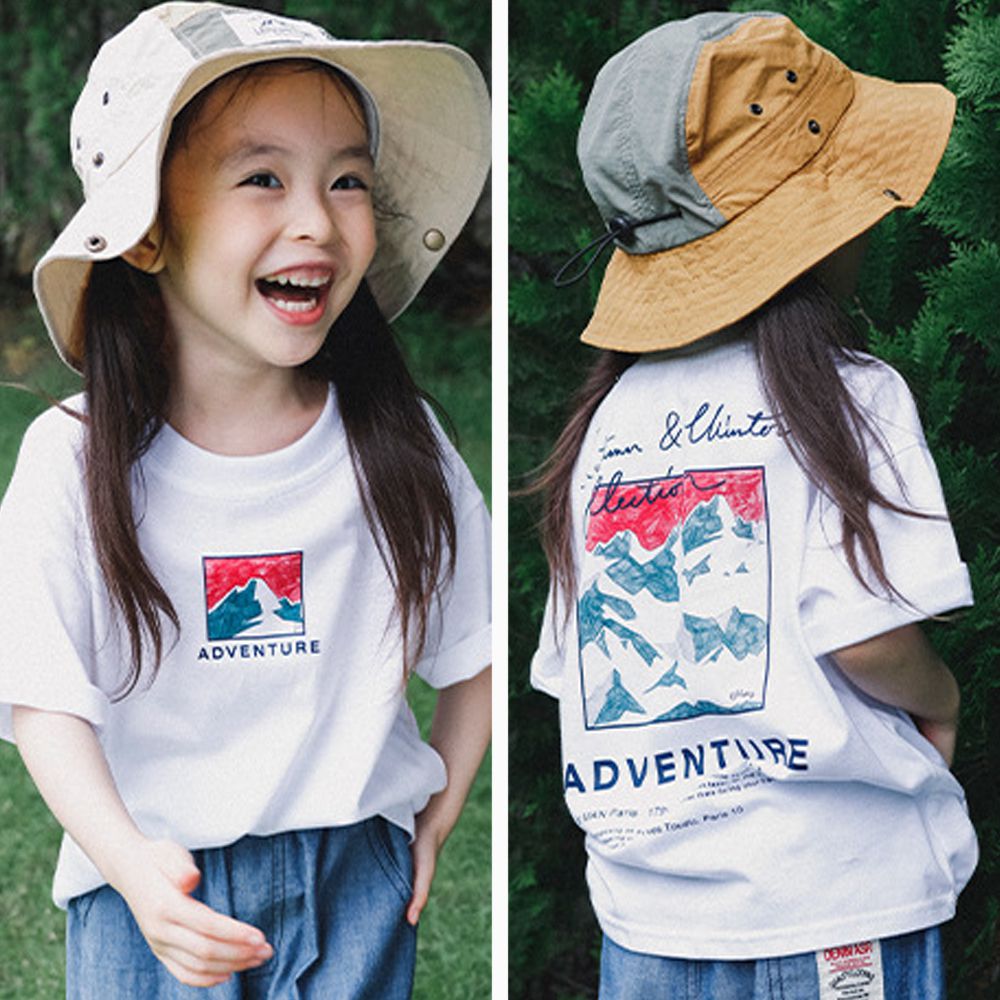 純棉圓領短袖上衣-山脈冒險誌-象牙白