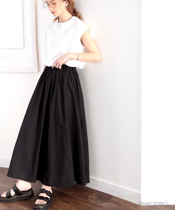 日本 Classical Elf - 自然感棉麻涼爽顯瘦長裙-黑