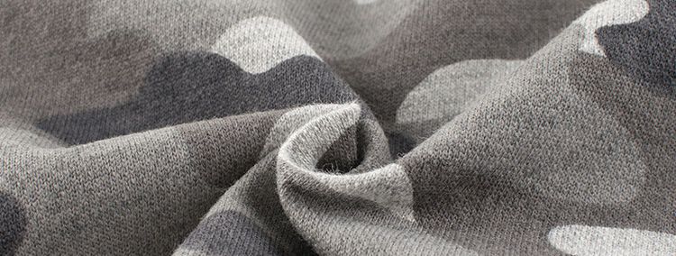 純棉腰鬆緊休閒五分褲-迷彩-灰色