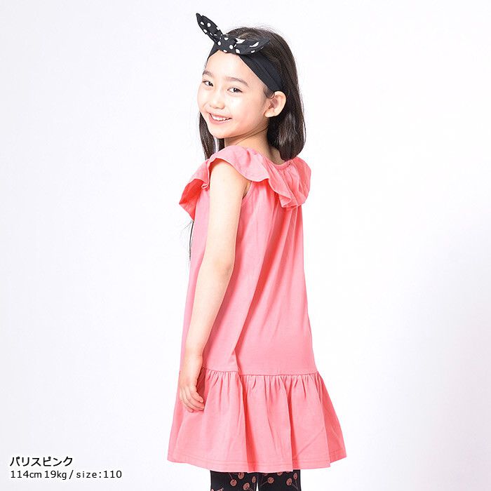 日本 TORIDORY - 純棉 荷葉圓領無袖洋裝-寶貝藍