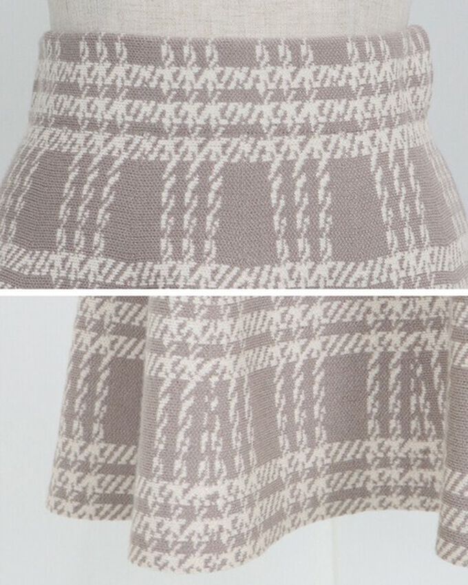 日本 BLUE EAST - 甜心格紋針織迷你短裙-深棕黑