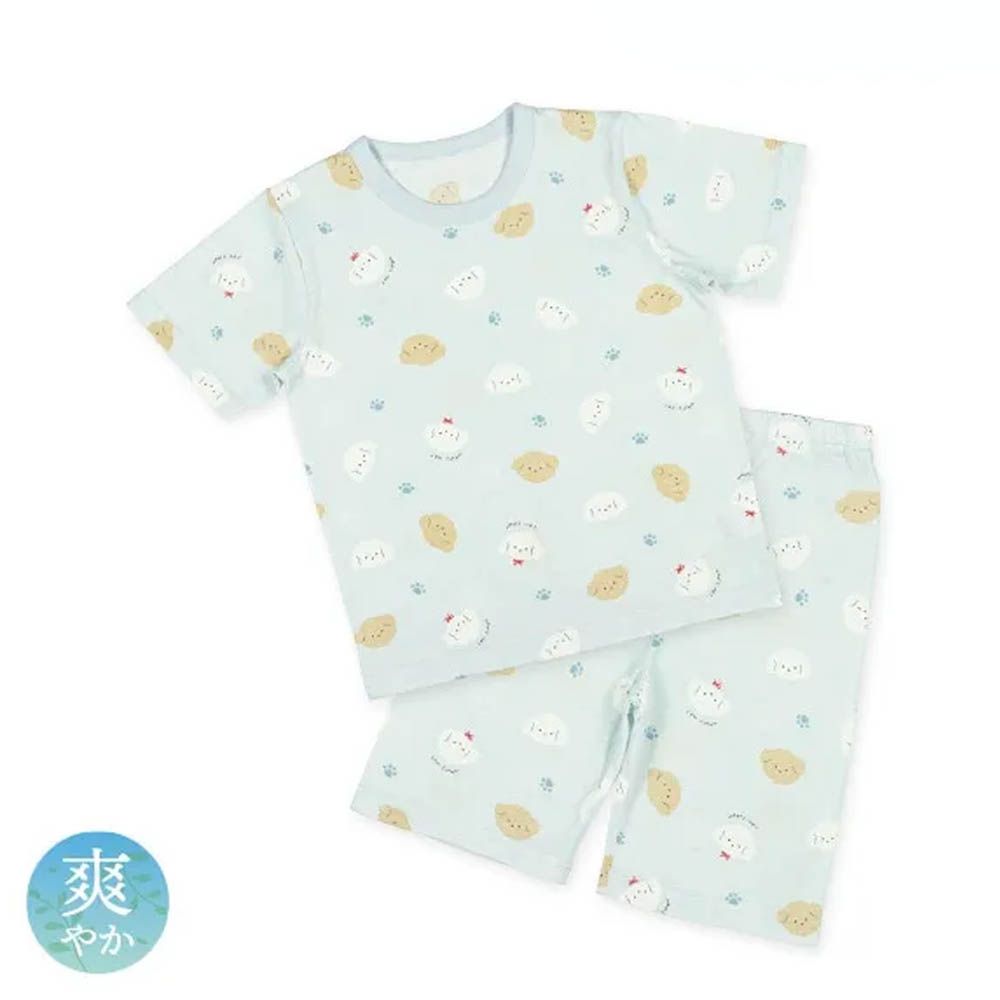 透氣 狗狗家居服短袖套裝-水藍