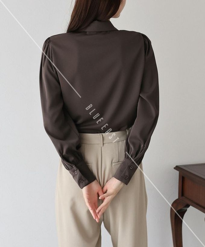 日本 BLUE EAST - 大人氣！優雅扭結雪紡長袖襯衫-白