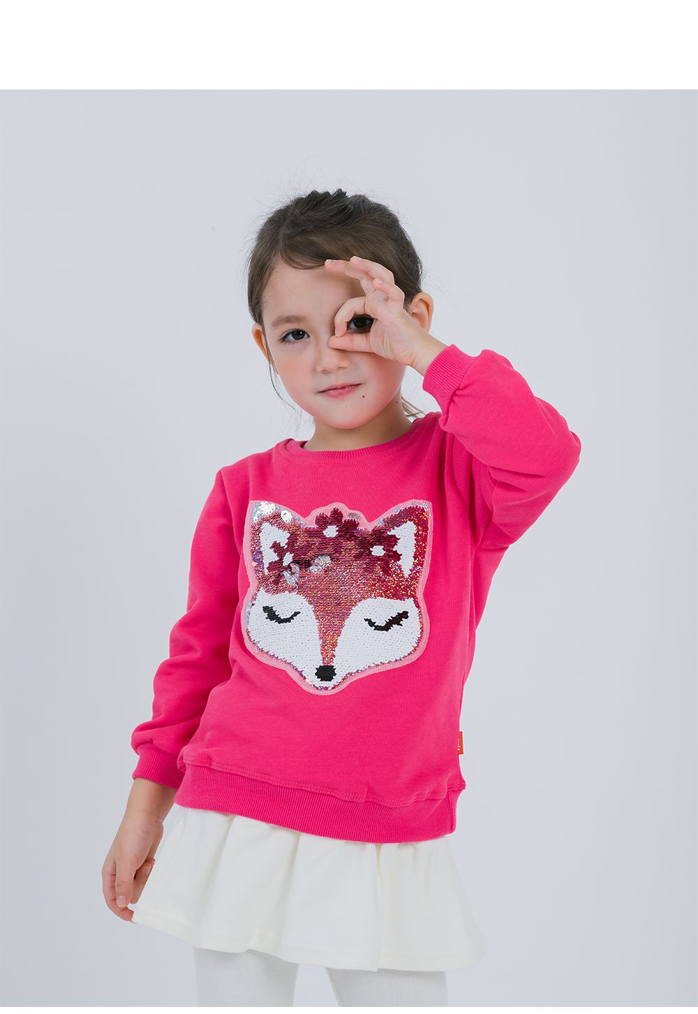 韓國 OZKIZ - 閃亮變色長袖大學T-狐狸