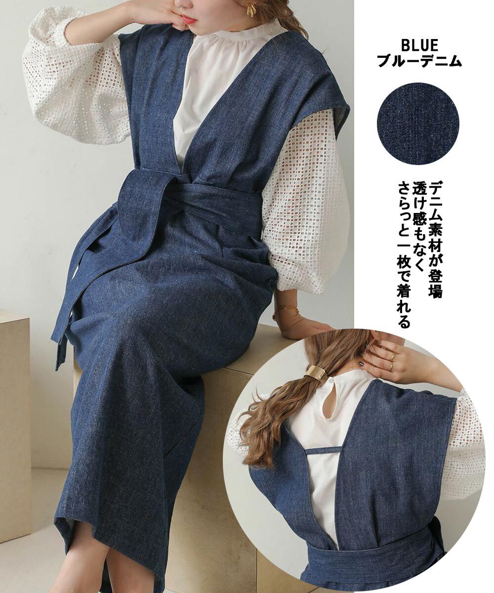 日本 Bab - 知性V領設計綁帶背心裙-深可可