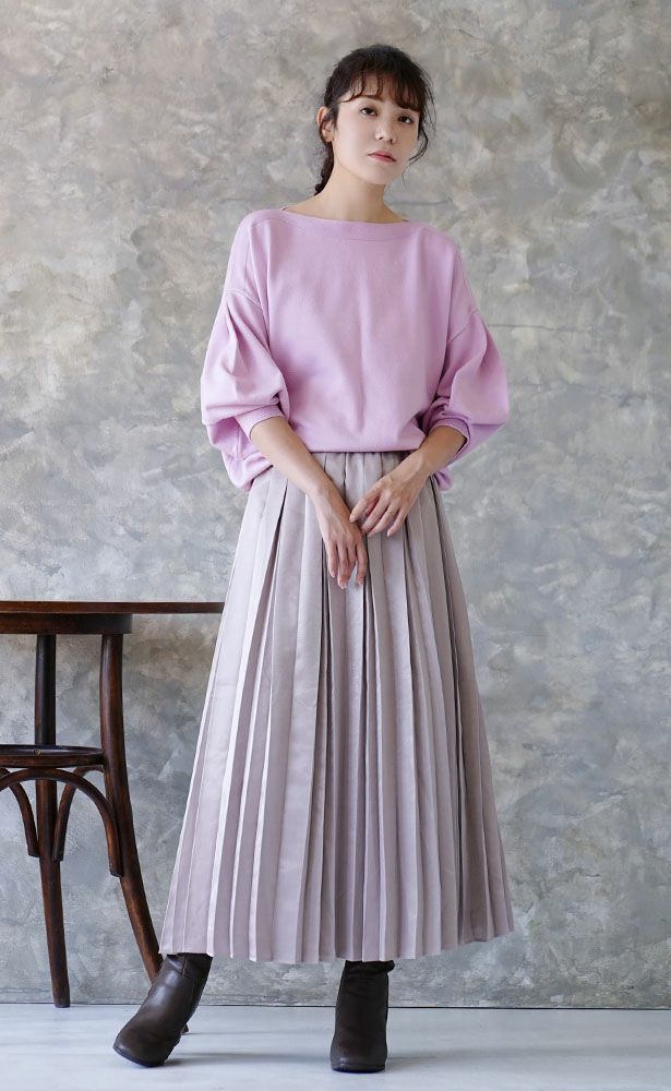 日本 zootie - 顯瘦船領氣球袖薄針織上衣-黑