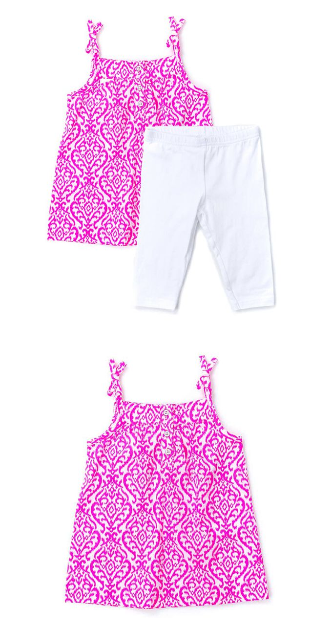 美國 Carter's - 肩帶上衣+長褲2件組-桃白 (24 M)