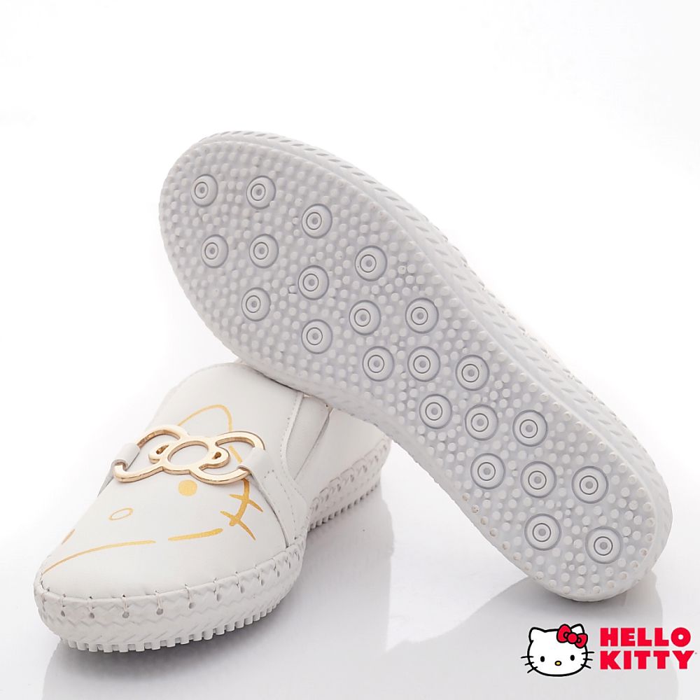 HELLO KITTY - 凱蒂貓皮質不對稱休閒鞋款(大童款)-白