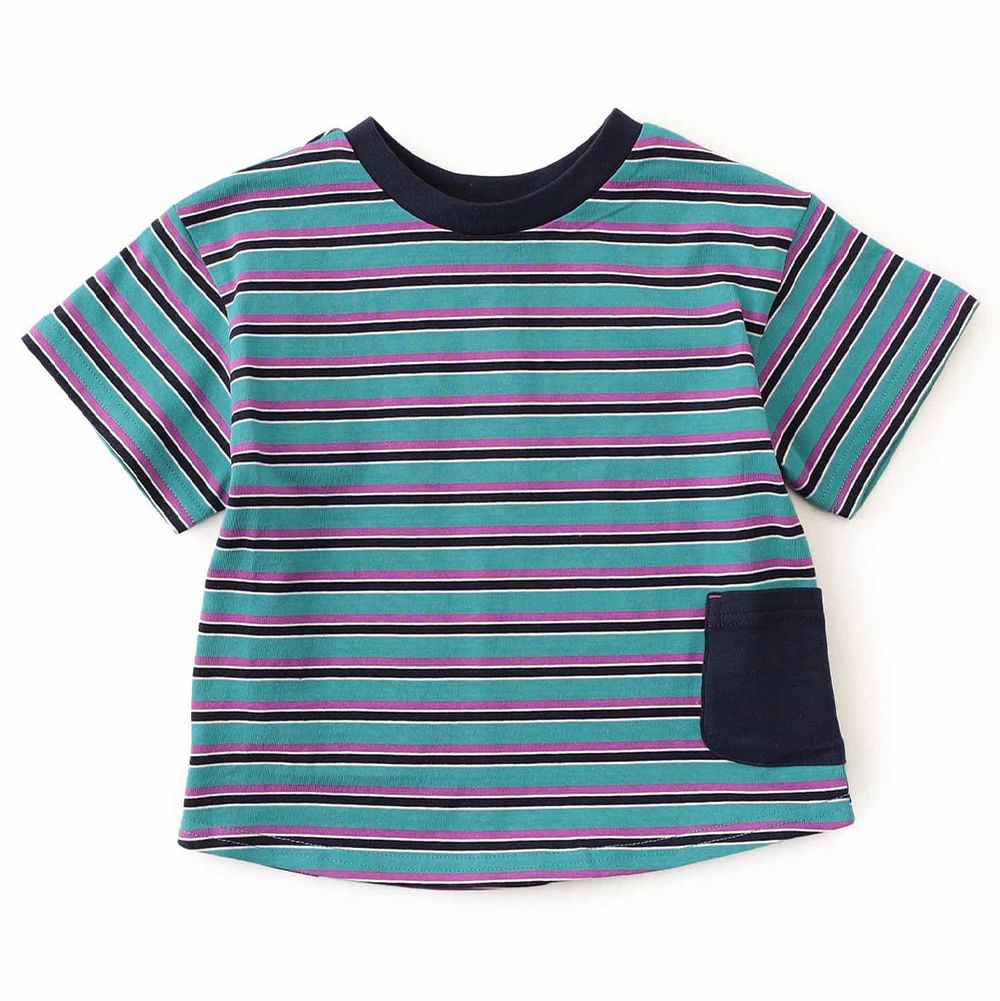 超人氣 正反OK！短袖上衣-條紋-翠綠