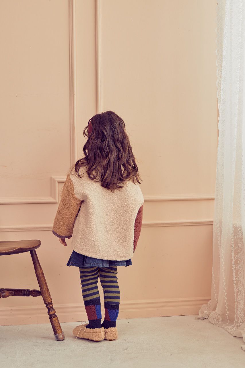 韓國 Mimico - 搖粒絨三色恐龍外套-玫粉X杏