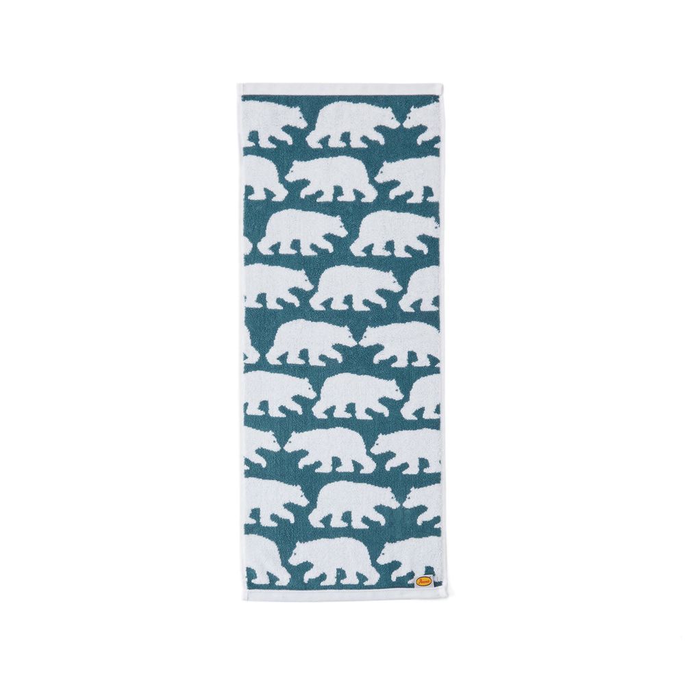日本千趣會 - 葡萄牙製 純棉質感長毛巾-北極熊-藍綠 (33x80cm)