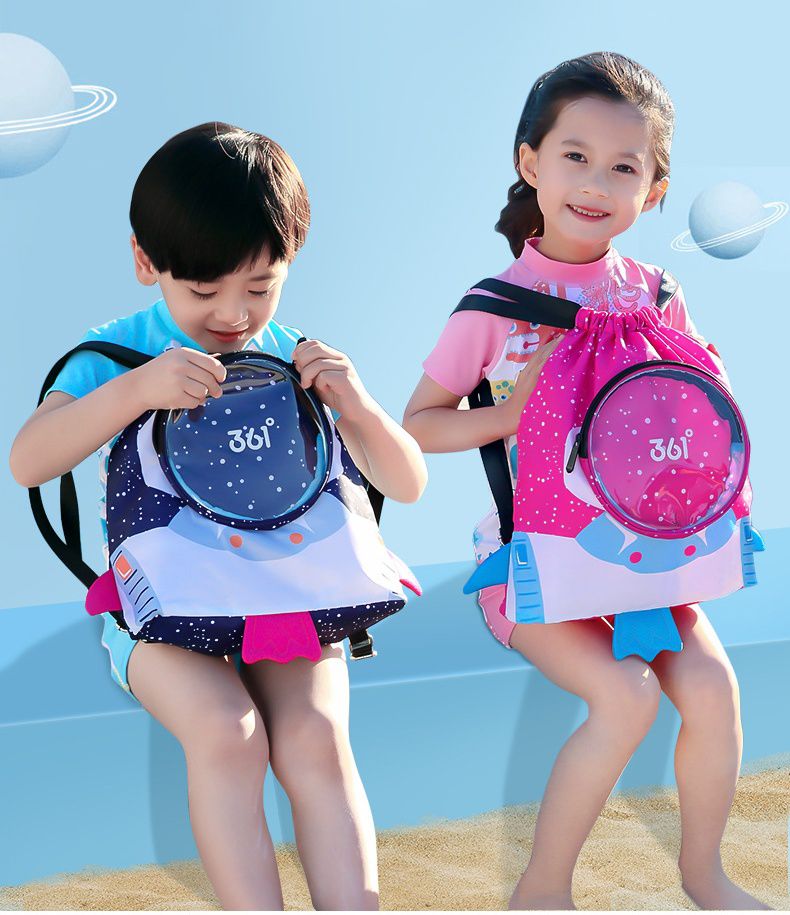 乾濕分離兒童游泳包-太空版-紅色 (38x35x8cm)