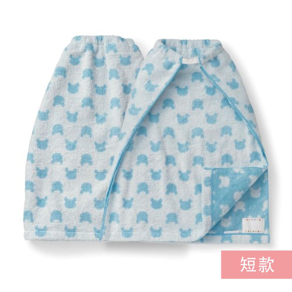 日本千趣會 - 毛巾圍兜2件組-熊熊-藍 (短(34x27cm))