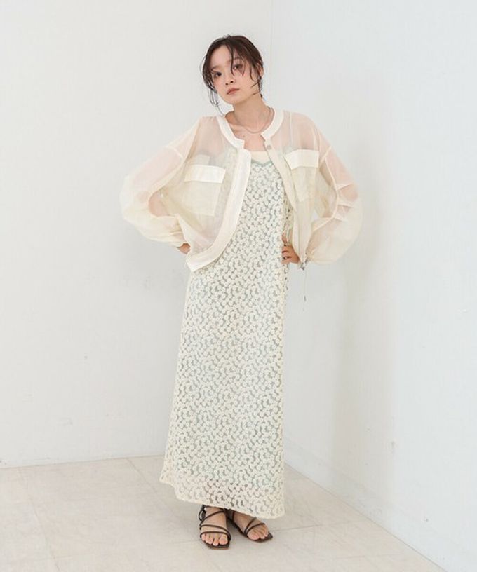 日本 Bab - 優美透膚精緻感抽繩薄外套-黑