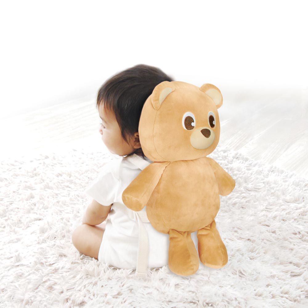 akachan honpo - 嬰兒防護枕背包-週年紀念小熊-淺棕色