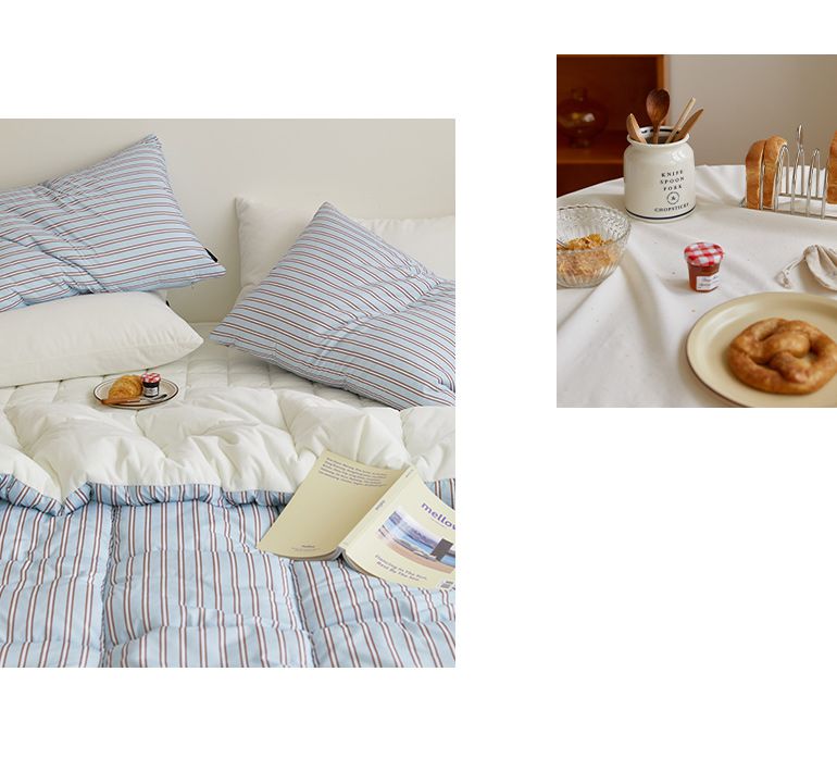 韓國 Maatila - 可水洗M2全方位抗菌防蟎棉被(冬被)-法式灰藍直紋