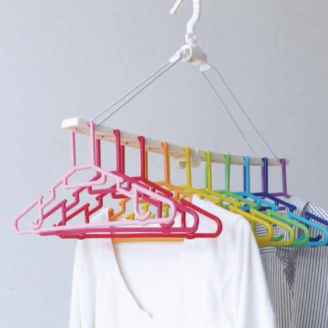日本代購 - 熱銷定番 SUNNY系列彩虹可折疊衣架-10件衣架組 (55x38x50cm)