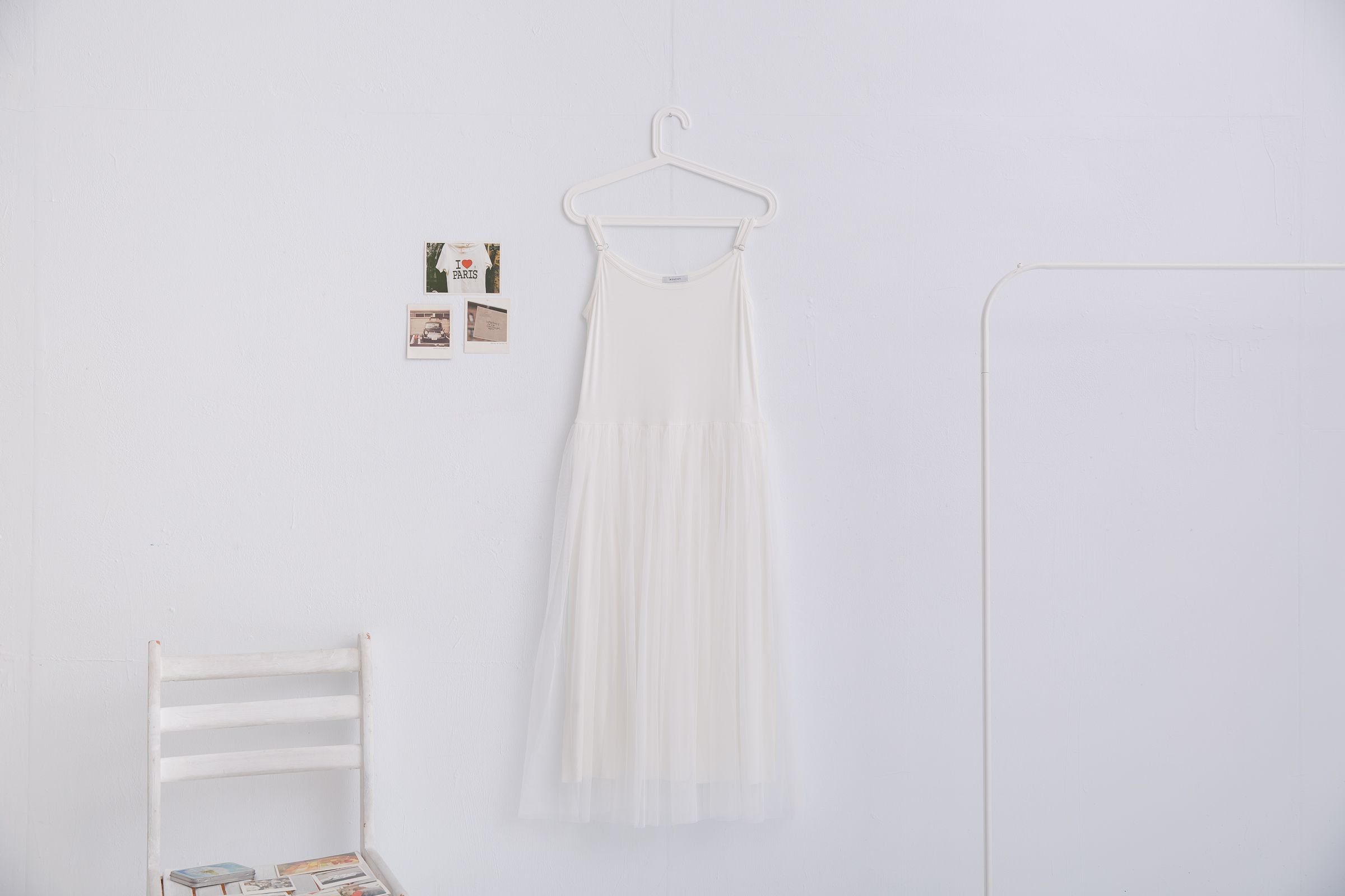 Peachy - 獨家訂製綿柔連身紗裙-細肩帶連身款-夢幻白 (F)