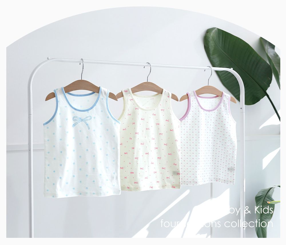 (3入組)女寶無螢光輕柔棉背心-點點蝴蝶結