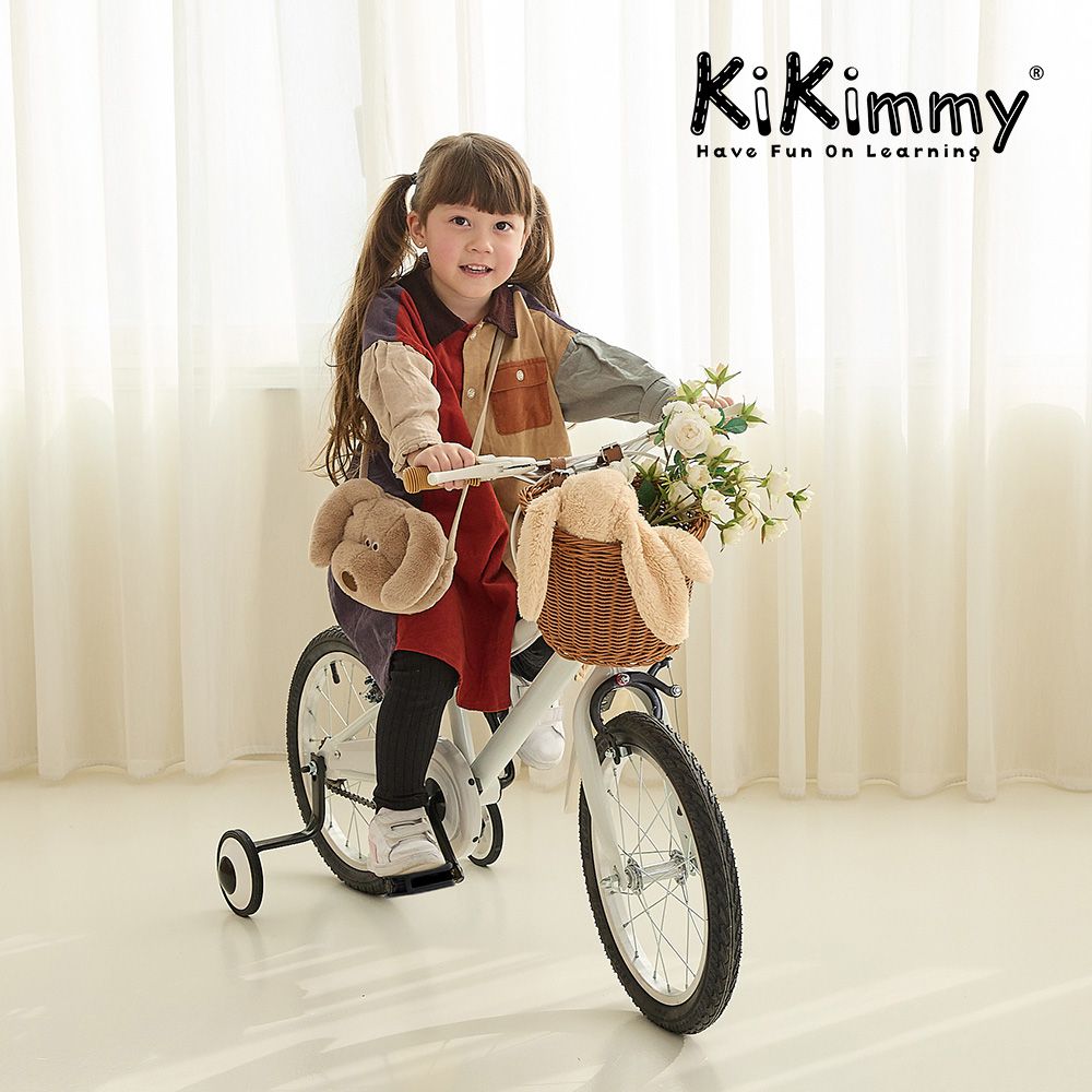 Kikimmy - 16吋兒童腳踏車 / 附可拆式輔助輪-時尚白