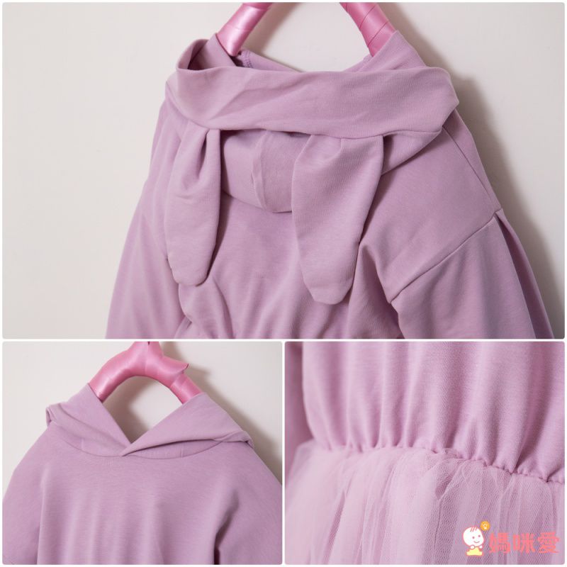 百穿不膩出門首選！超萌兔耳帽T網紗洋裝