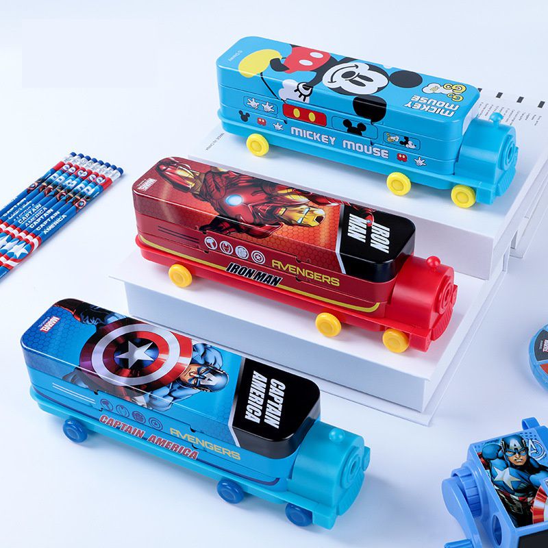 立體雙層火車鉛筆盒-卡通人物冰雪奇緣-紫色