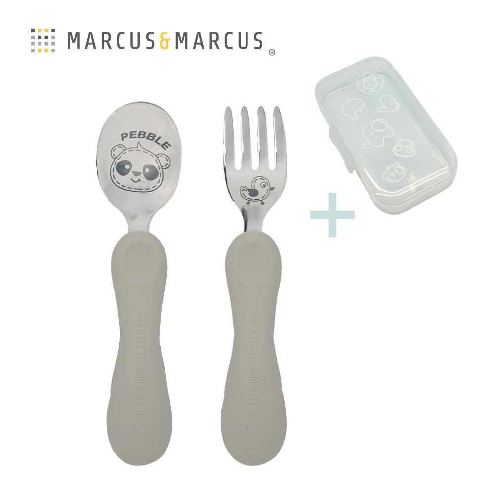 兒童防滑易握學習叉匙組含盒-粉彩貓熊