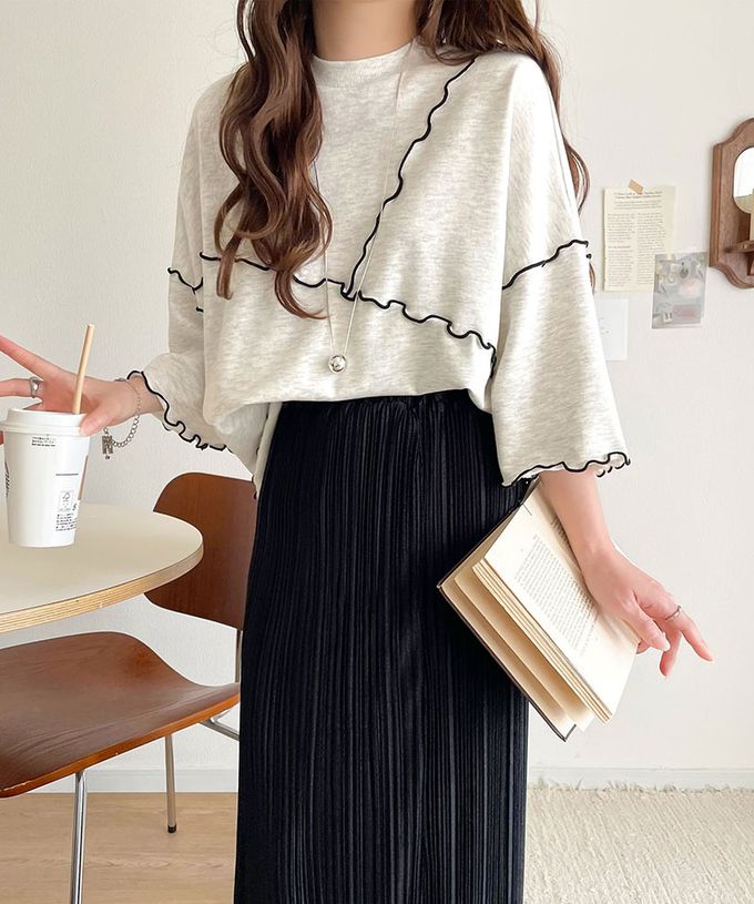 日本 Classical Elf - 木耳QQ俏麗造型寬袖上衣-炭黑