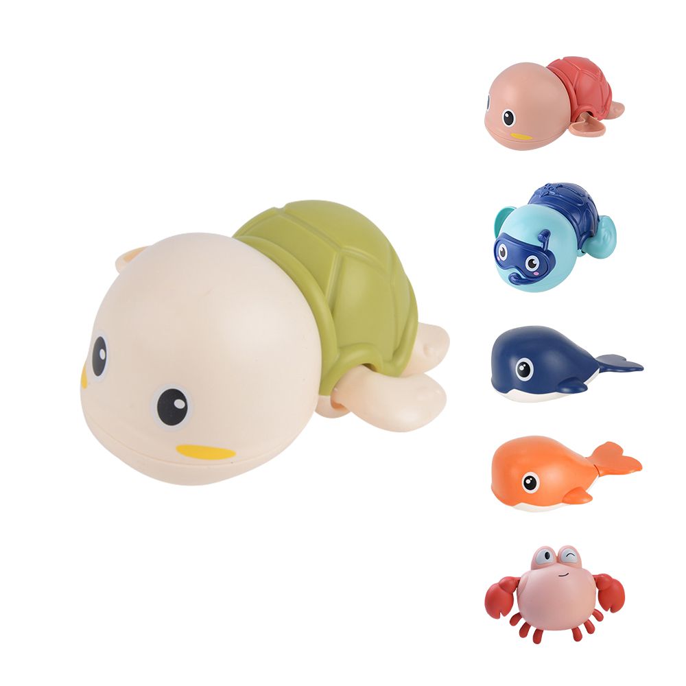 JoyNa - 洗澡小玩具 烏龜/鯨魚/螃蟹 發條式安心使用-隨機5隻入