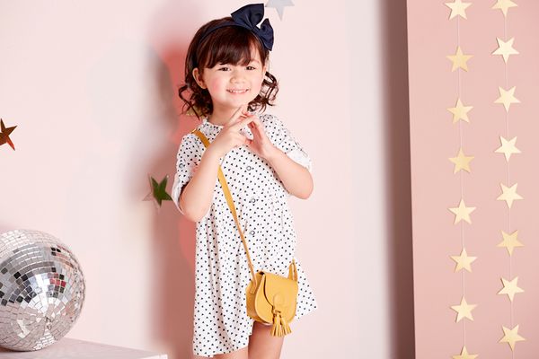 麗嬰房 Little moni - 甜美女孩襯衫洋裝-白色