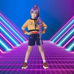 love, charlotte - K-Pop女團打歌造型服A款-萬聖節變裝服-夾克＋上衣+短褲  (不含假髮+鞋子, 墜飾配件皆為3D印刷)