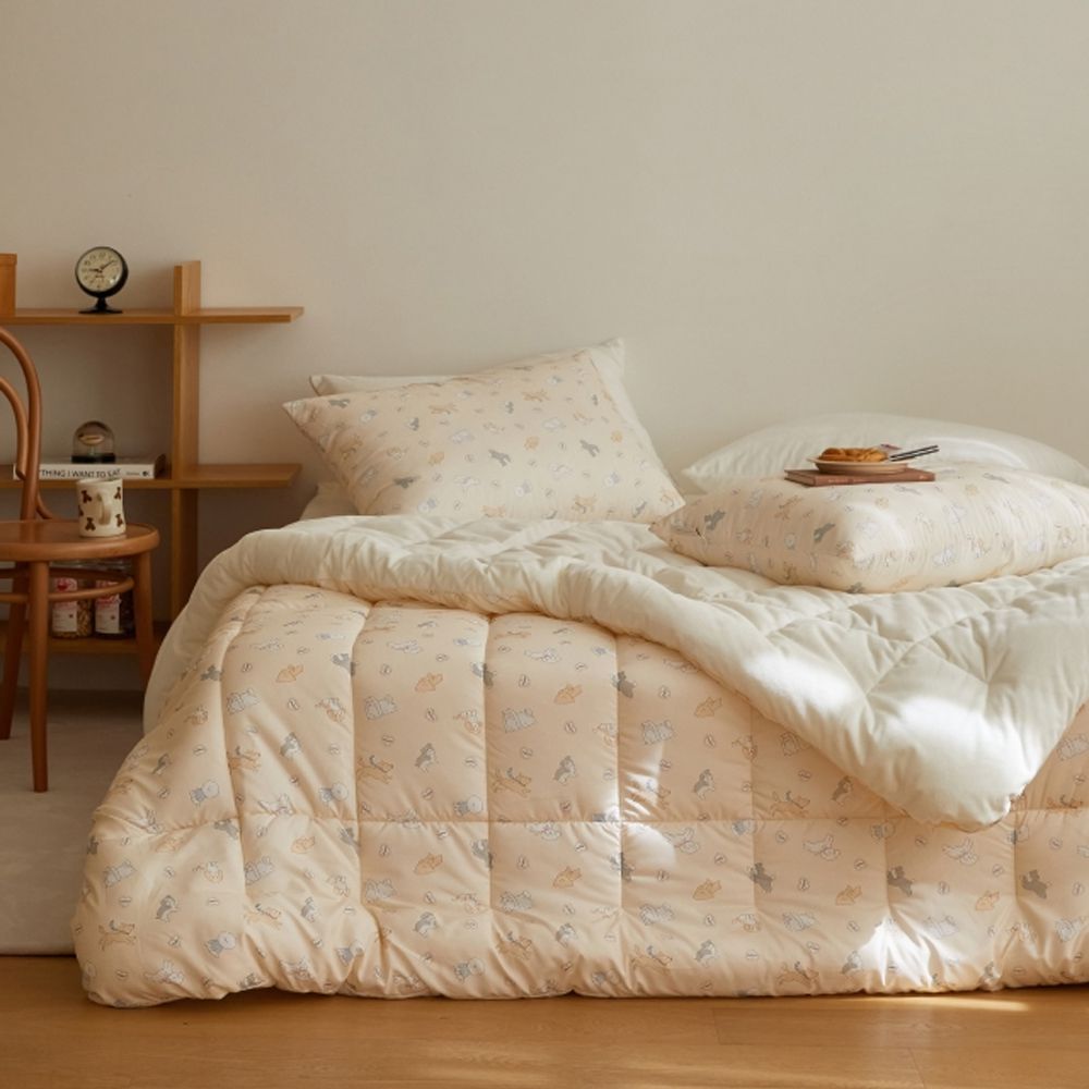 可水洗超細纖維桃皮感棉被(冬被)-可愛狗狗