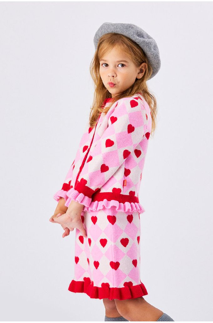 韓國 OZKIZ - 方形愛心點綴針織外套