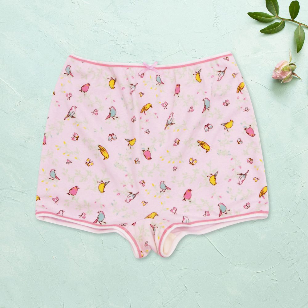 Annypepe - 女童純棉鳥語花香四角褲-淺粉 (120-150cm)