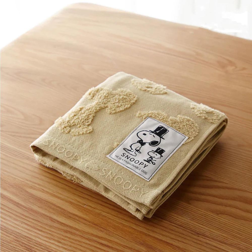 日本千趣會 - 史努比 日本製今治純棉長毛巾-立體剪影-杏 (34x80cm)