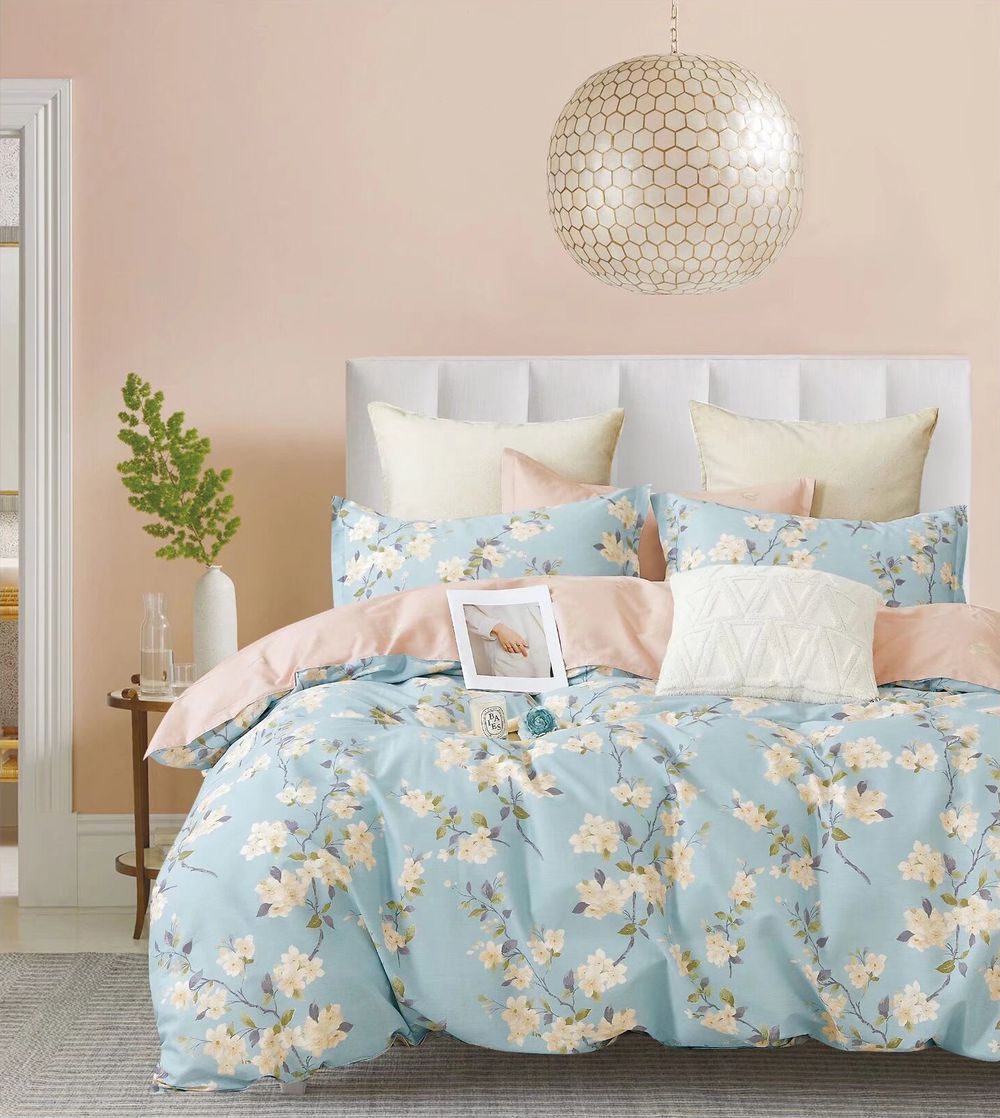 台灣製 極致純棉寢具組-杏花微雨-單人三件式床包被套組