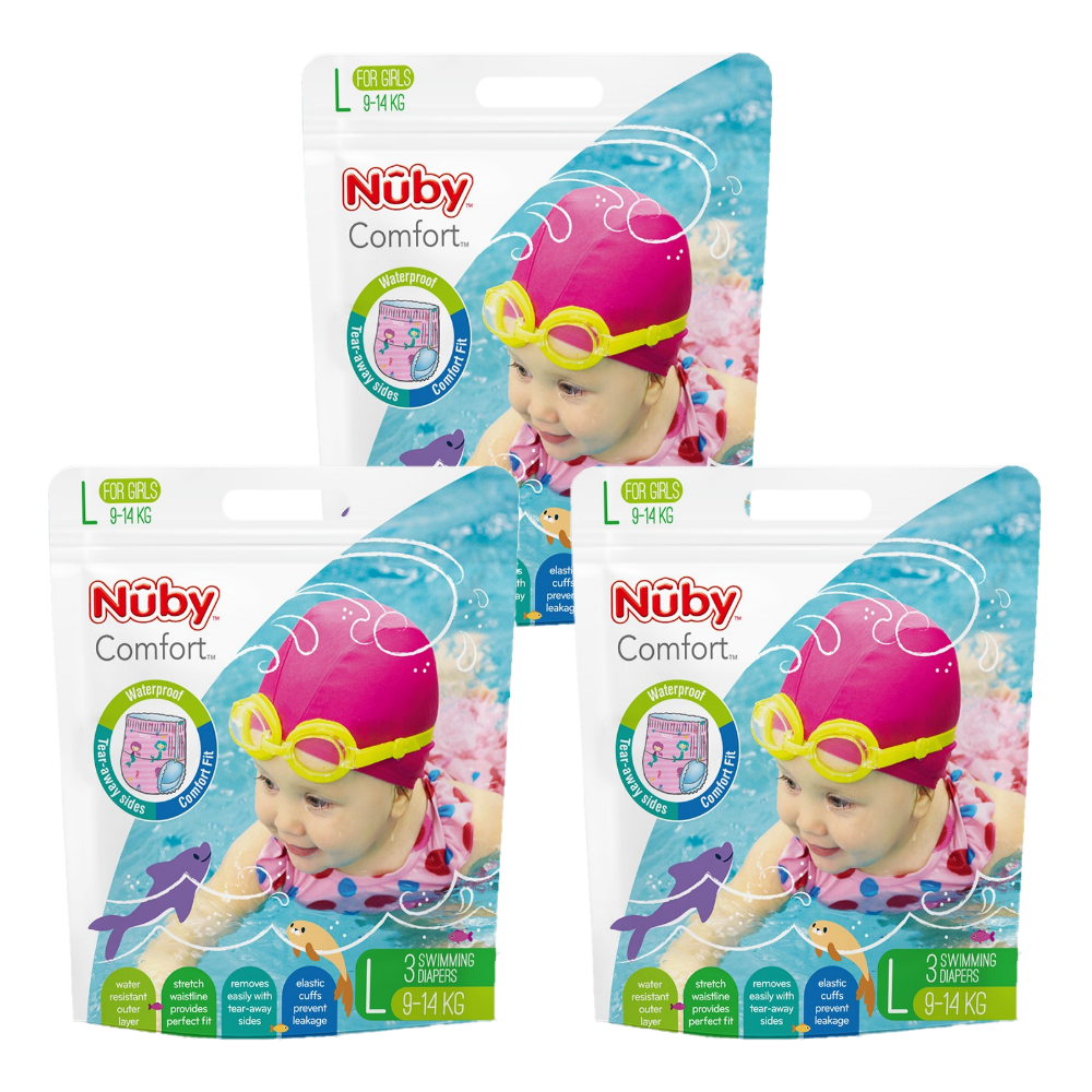 Nuby - 「三包組」游泳尿布-(女/L)-3入/包