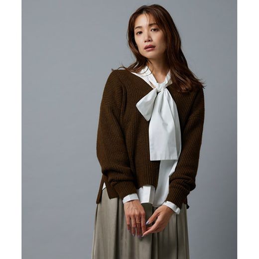 日本 Pierrot - 華麗蝴蝶結泡泡長袖上衣-天使白