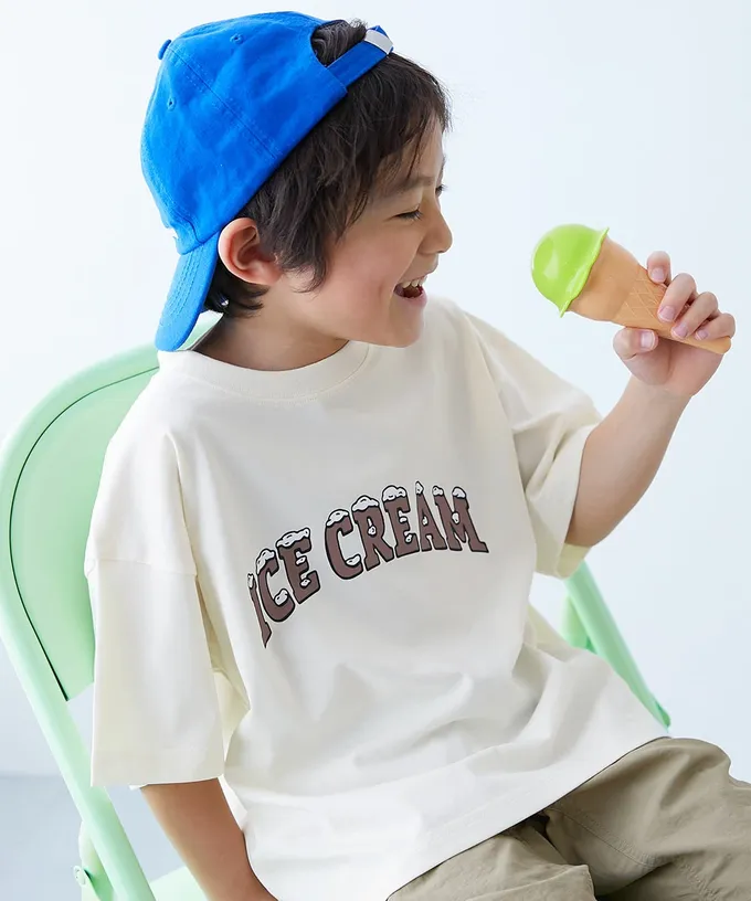 日本 devirock - 涼感速乾網眼 廓形短袖T恤-背後潑墨-藍