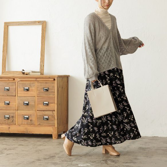 日本 ihuu - 毛海觸感鏤空針織2WAY開襟衫-淺灰