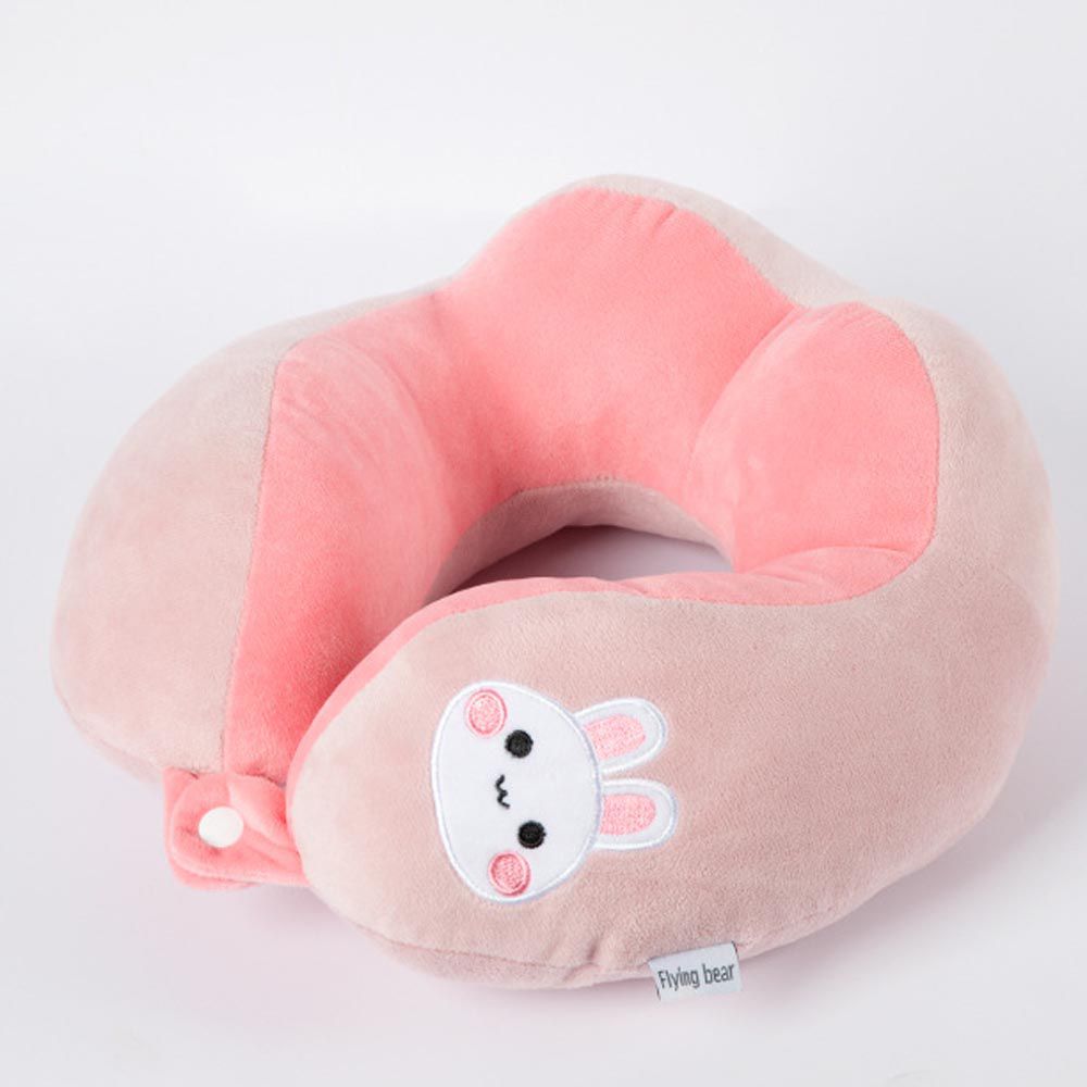 刺繡U型護頸枕(立體款)-兔子-粉色 (28x28x10cm)