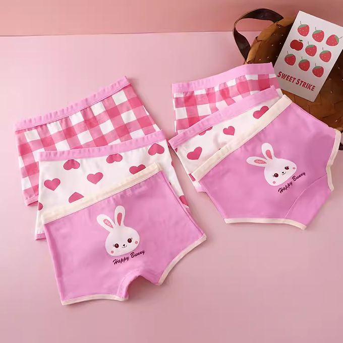 小 pipi - 有機純棉兒童四角平口內褲3件組_女童-愛心兔兔