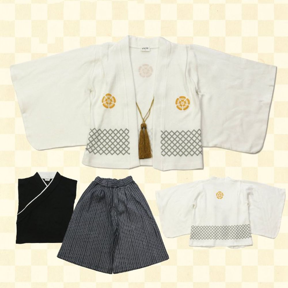 日本服飾代購 - 純棉日本傳統袴 和服(三件式)-白